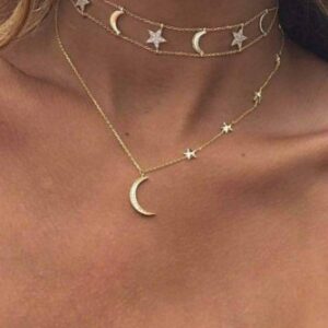Nancy Tiered Stars & Moon Necklace